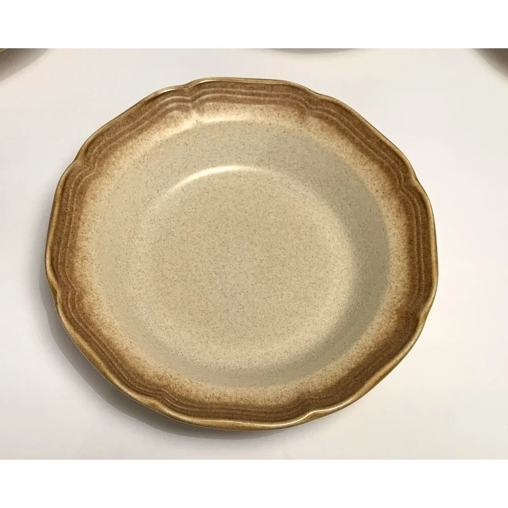 VTG Mikasa Whole Wheat E8000 Soup Bowls Ceramic EUC Pottery Stoneware Set Of 4